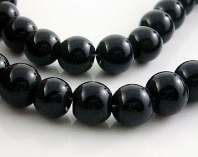 4mm Beads Black Glass Beads Strands  DIY Jewelry Making Supplies and Findings 84pcs/strand, 13".