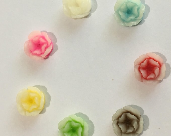 13mm Resin Cabochon Mixed Color Flower, DIY Jewelry Making Findings