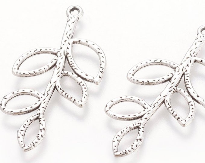 38mm Leaf Pendant Antique silver Pendant DIY Findings for Jewelry Making.