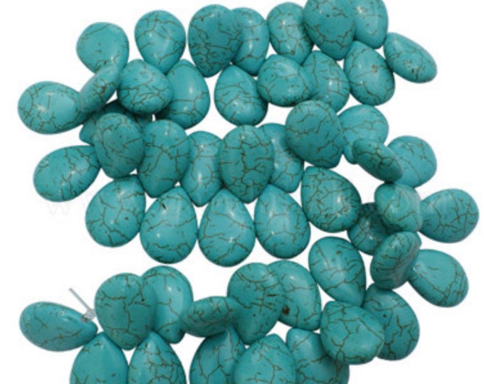 13x10mm Turquoise TearDrop Dyed DIY Jewelry Making Supplies and Findings.