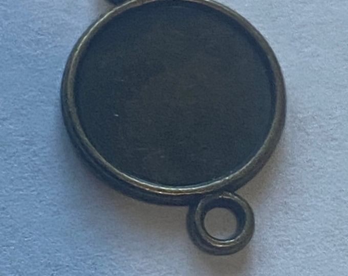 10mm Connectors Inner Tray double Sided Cabochon Setting Bezel Tray Antique Bronze Round DIY Jewelry Findings.