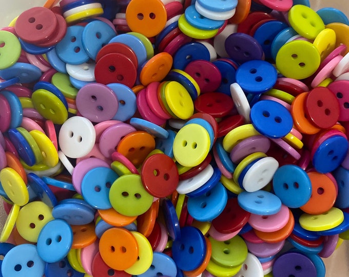 11mm Resin buttons Round with 2-Hole Mixed color Buttons,  DIY Craft Supplies Findings.