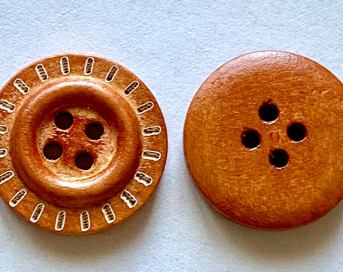 20mm Buttons Flat Round wooden 4-Hole Saddle Brown Color DIY Craft Supplies Findings.