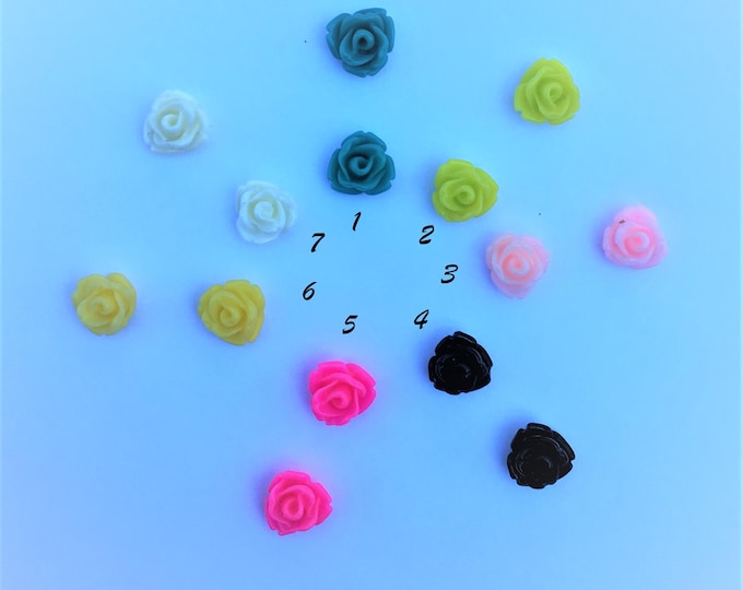 7.5x6mm Resin Flower Cabochon, Mixed Color Rose Flower DIY Jewelry Findings