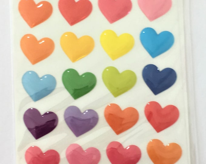 Hearts Stickers 28Pcs  Shiny Colorful DIY Craft Supplies Findings.1 Sheet