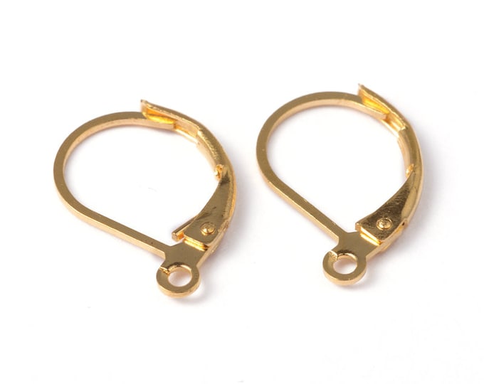10x15mm Earrig Hooks Lever back  Golden DIY Jewelry Finding Supplies.