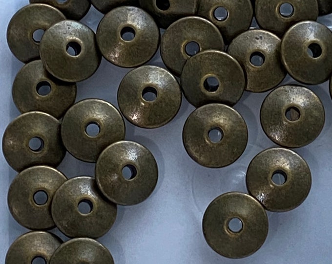 11x5mm Disc Beads Antique Bronze Jewelry Making Supplie Findings.