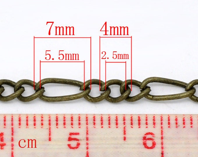 3x7mm Mother-Son Chains 1mm thick, Son Link: 2.5x4mm, 0.63mm thick 10ft / 32ft DIY Jewelry Making Findings.