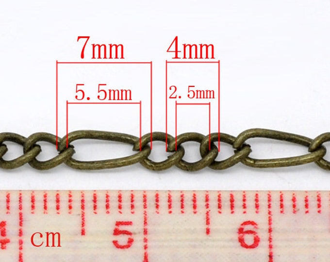 3x7mm Mother-Son Chains 1mm thick, Son Link: 2.5x4mm, 0.63mm thick 10ft / 32ft DIY Jewelry Making Findings.
