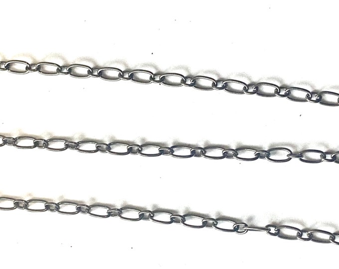 Mother-Son Chain Come On Reel Mother link 3x6mm, Son link 2.8x3.5mm 0.6mm thick Black Gunmetal Finding DIY Jewelry Making Supplies Findings.