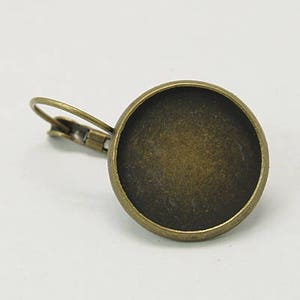 12mm French Earring Round Cabochon Setting Component Bronze Inner Tray  Earring  Earwire DIY Jewelry Supplies 10Pcs/20Pcs/40Pcs/80pcs.