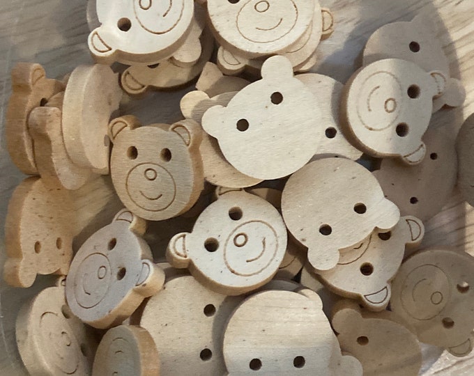 18mm Bear Wooden Buttons 2-hole Buttons  DIY Craft Supplies Findings.