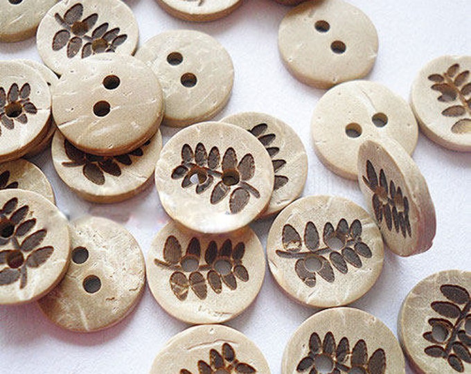 13mm Coconut buttons 2 holes DIY Craft Supplies Findings.