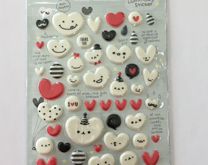 Balloon Heart Craft Sticker Sheet for Planning, Journaling, Collecting or Scrap booking 1 sheet