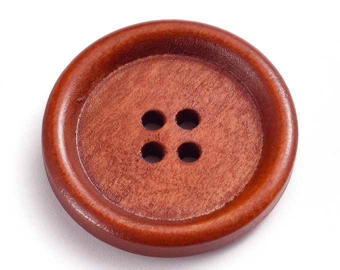 25mm Buttons Wooden 4-hole Red Brick 1 Inches Buttons DIY Craft Supplies Findings.