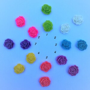 13mm Resin Flower Cabochon Mixed Color RoseFlower, DIY Jewelry Making Findings.