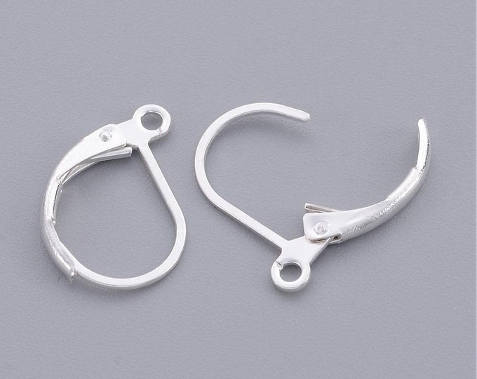 10x15mm Earring Hoop Silver Hooks DIY Jewelry Finding Supplies.