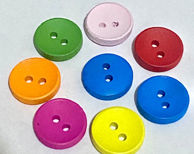 13mm Buttons with 2-Hole Mixed Color Wooden Buttons  DIY Craft Supplies Findings.