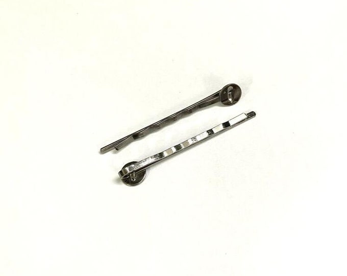 8mm Hairpin Bobby Gun Metal Black Color DIY Jewelry Making Supplies and Findings.