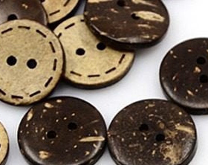 18mm Coconut Buttons, 2-Hole, Flat Round DIY Craft Supplies Findings.