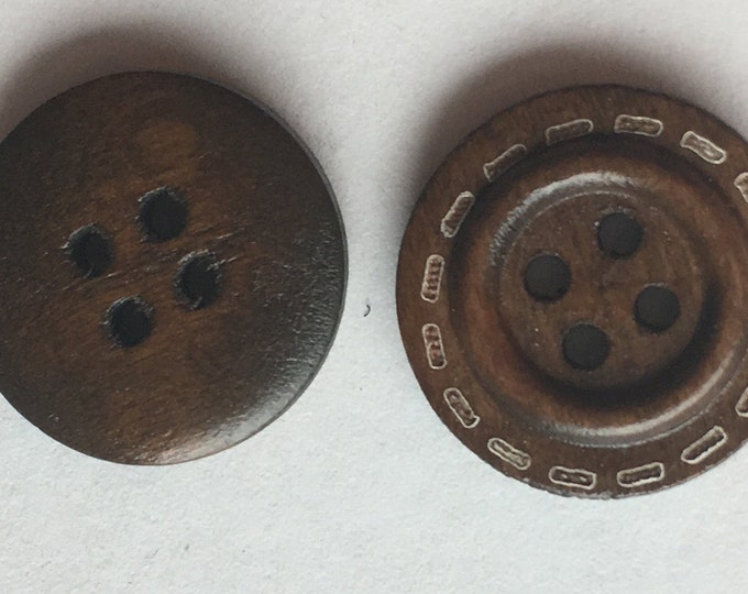 18mm Brown Buttons Cocount 4- Hole Central Sunken Round Buttons, Wooden Buttons, DIY Craft Supplies Findings.