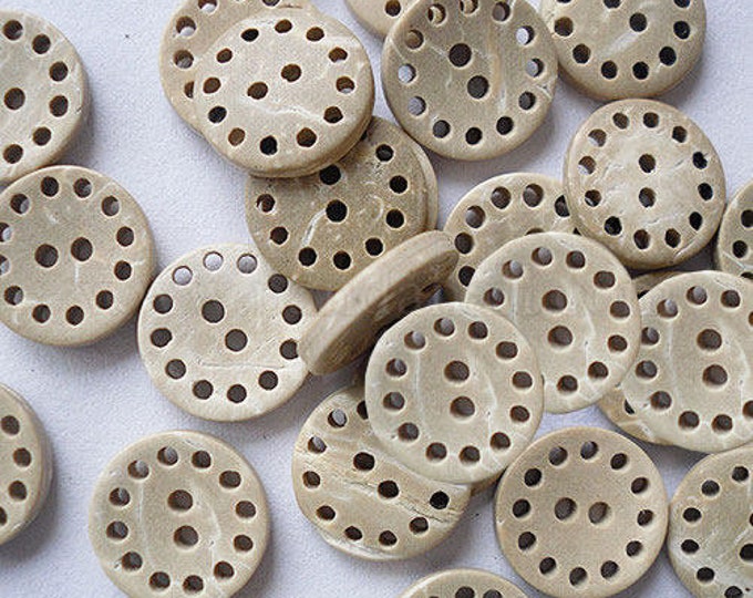 15mm Buttons Carved Coconut Buttons 2 holes DIY Craft Supplies Findings.