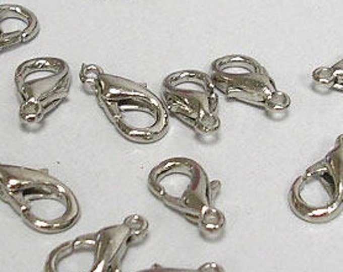 6x12mm Lobster Claw Clasps,  Silver Hole: 1.2mm, DIY Jewelry Making Supplie  Findings.