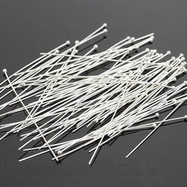 35mm Headpins Silver Ball pins, DIY Jewelry Making Supplies and Findings.