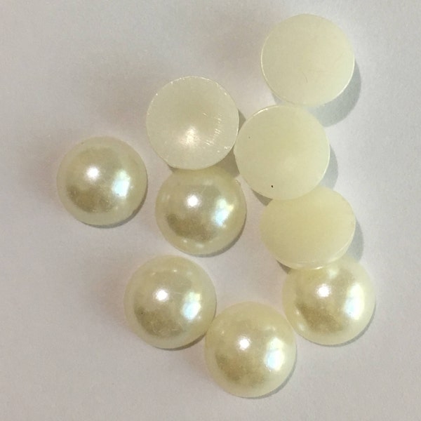 10mm Imitation Pearl, Half Round, Ivory, Acrylic Cabochons DIY Jewelry Making Findings.