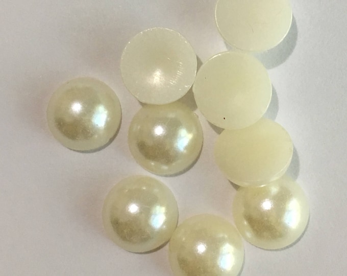 10mm Imitation Pearl, Half Round, Ivory, Acrylic Cabochons DIY Jewelry Making Findings.