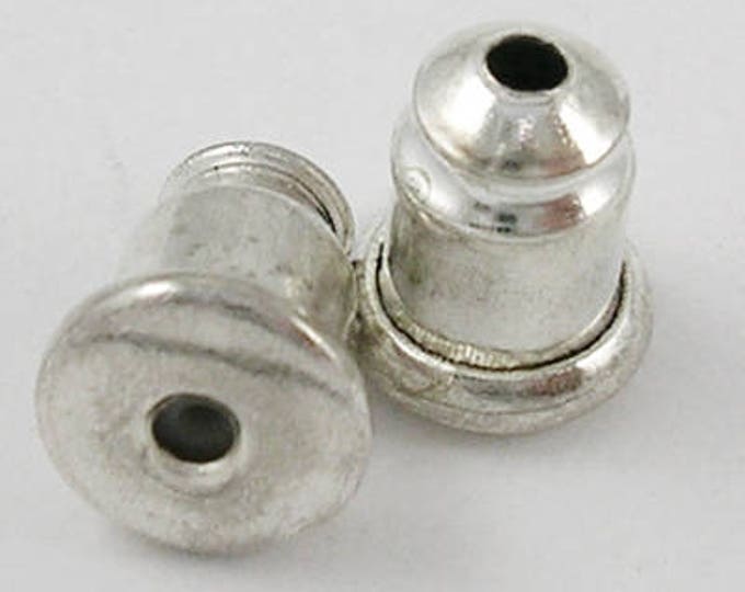 Silver Earnuts 5mm Components, Bell, Silver Earring Backs, about 5mm long, 5mm wide, hole: 1mm, DIY Jewelry Supplies.