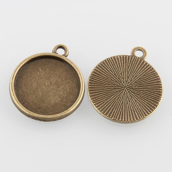16mm Cabochons Pendant Antique Bronze Tray Setting   Bezel Trays DIY Jewelry Findings 20pcs/40pcs/ 60pcs/ 100pcs