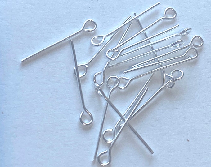 20mm Eye pins Silver, DIY Jewelry Making Supplies and Findings.