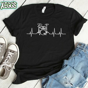 Drums Heartbeat T-shirt, Drummer Gifts, Drums, Drum, Drummer, Percussion, Rhythm, Music Teacher Gift, Music Gift, Music Art, Musician Shirt