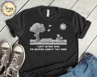 Gamer Gifts - Retro Gaming - Went Outside Once - Gaming Art - Gaming GIfts - Gaming Theme Shirt - Gaming Enthusiasts - Gamer - Gaming Shirt