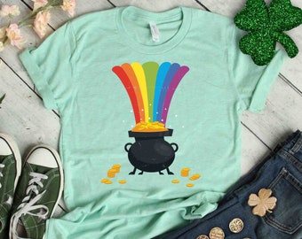 Pot of Gold - Rainbow Shirt - St Patricks Day Shirt - Lucky Leprechaun - Gold Pot - Irish Gifts - Lucky Shirt - St Patricks Day Shirt Women