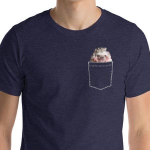 Cute Hedgehog Shirt | "Pocket Hedgehog" | Pet Owner Shirt | Animal Lover Shirt | Graphic Hedgehog Breast Pocket | Funny Hedgehog T-shirt