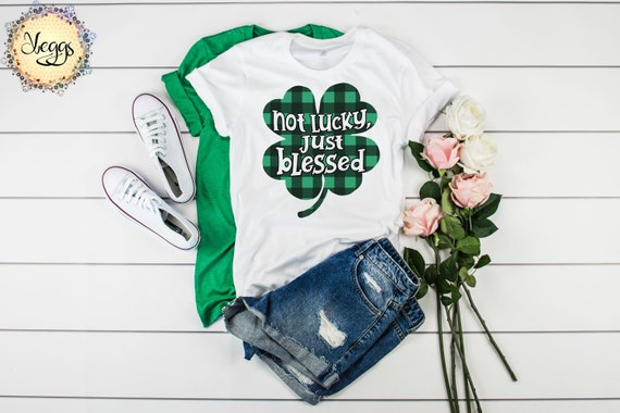 Womens Not Lucky Just Blessed Mom Distressed St Patricks Day T-Shirt Womens Not Lucky Just Blessed Mom Distressed St Patricks Day T-Shirt