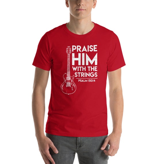 MAGLIETTA CHITARRA versetto biblico Tshirt lodatelo con le corde