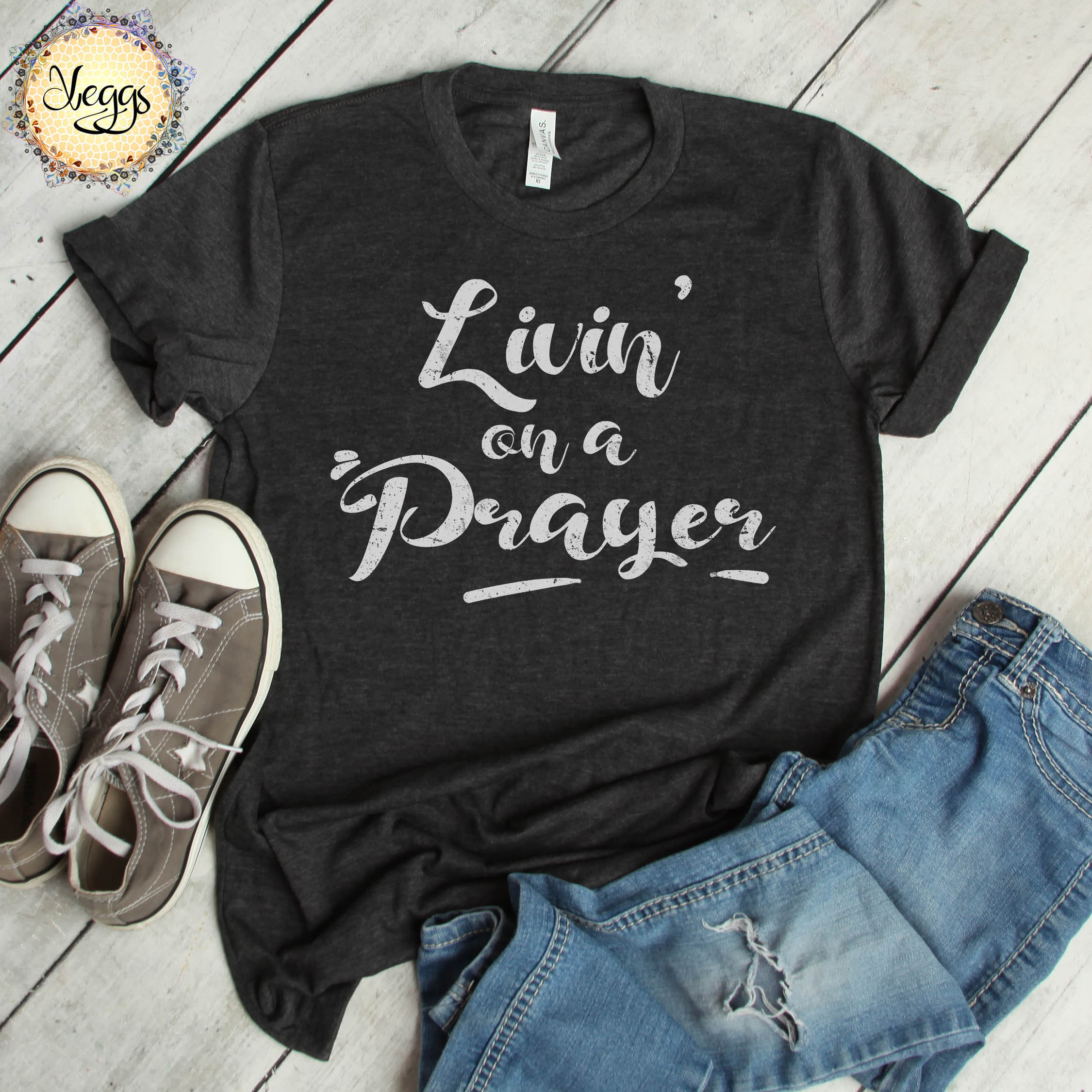 Living on a Prayer Shirt Christian Shirts Prayer Shirt | Etsy