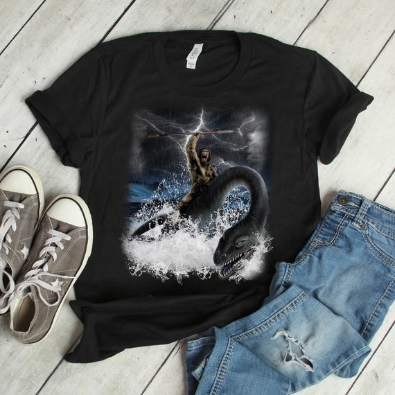 Bigfoot Riding on Nessie - Bigfoot Shirt - Loch Ness Monster - Sasquatch Art - BigFoot - Sea Monster - Nessie - Big Foot - Loch Ness Shirt