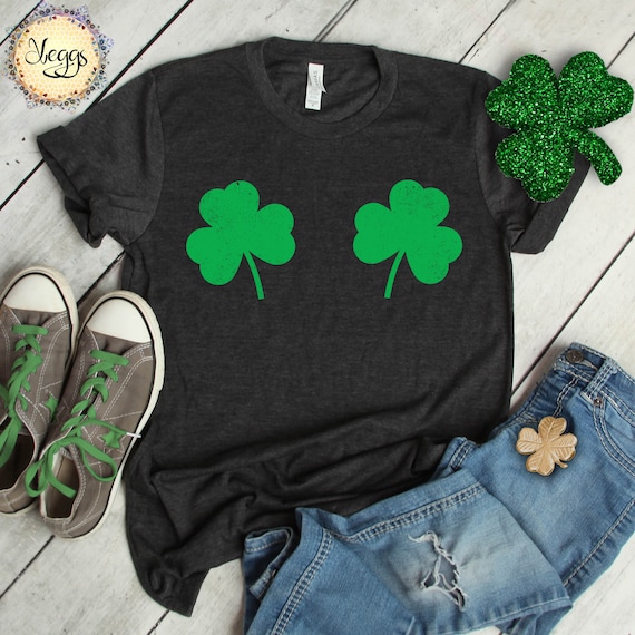 Womens Shake Your Shamrocks T shirt Funny St Patricks Day Boobs