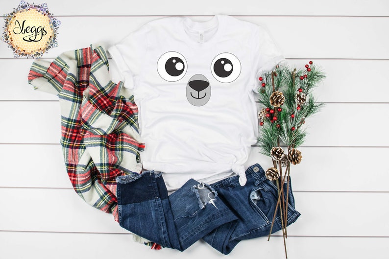 Cute Bear Face Shirt - Bear Costume - Halloween Costume - Grizzly Bear - Black Bear - Polar Bear - Mama Bear - Papa Bear - Bear Shirt Polar Bear