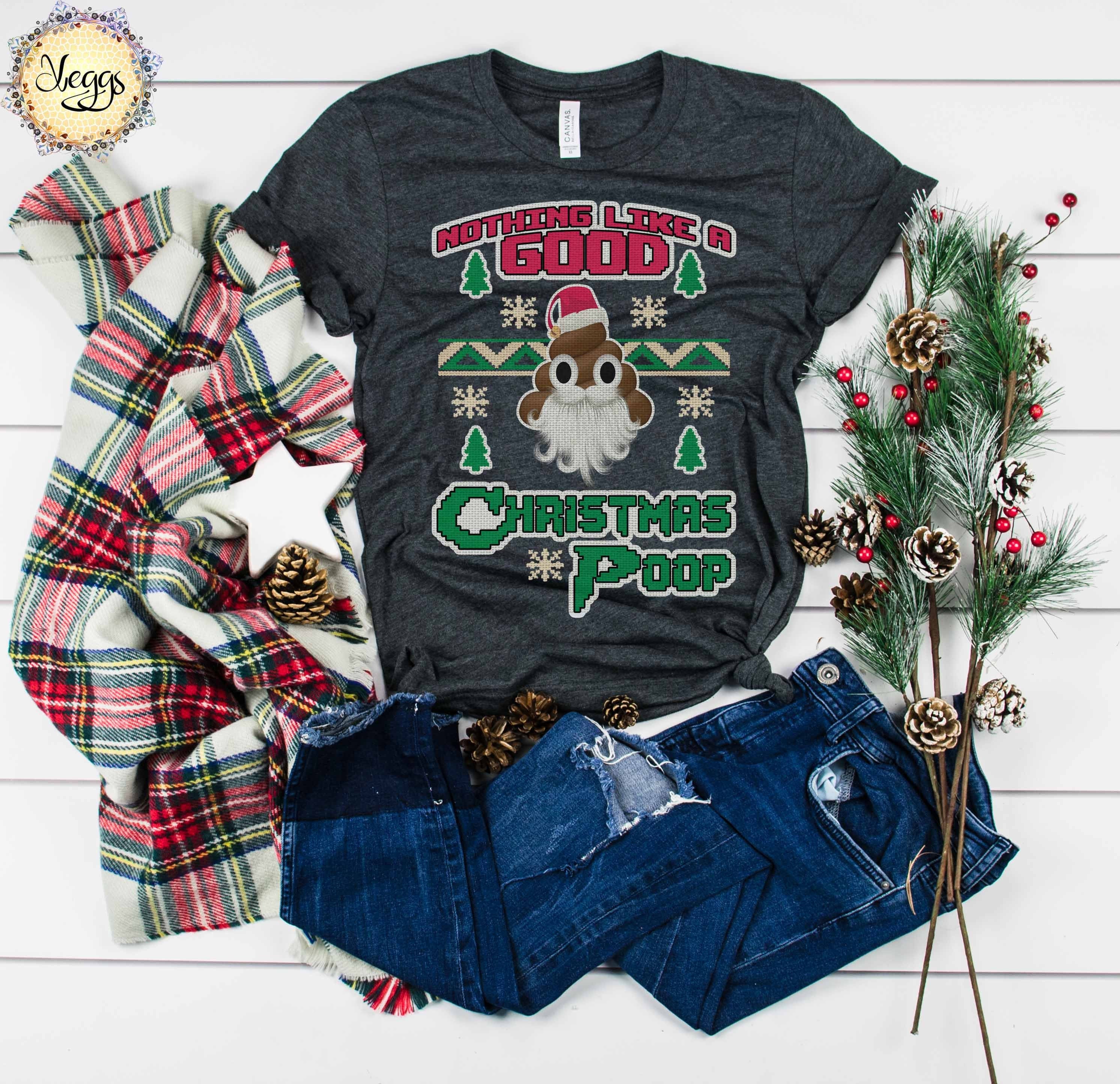 Emoji Christmas Poop Santa Hat Funny Rude T Shirt Childrens Kids Size 