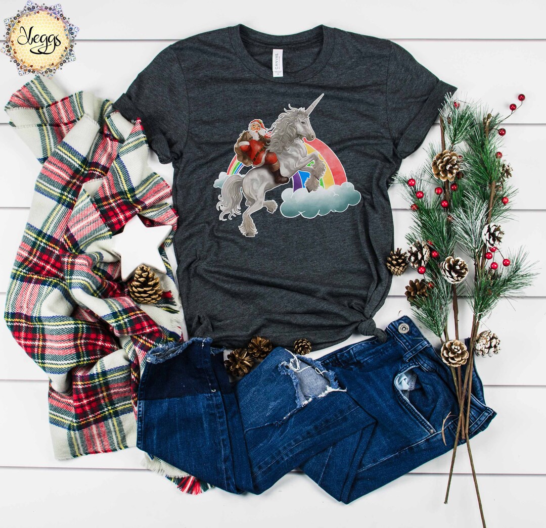Santa Riding Unicorn Christmas Unicorn Christmas Shirts Unicorn