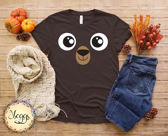 Cute Bear Face Shirt - Bear Costume - Halloween Costume - Grizzly Bear - Black Bear - Polar Bear - Mama Bear - Papa Bear - Bear Shirt