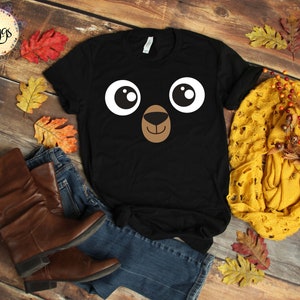 Cute Bear Face Shirt - Bear Costume - Halloween Costume - Grizzly Bear - Black Bear - Polar Bear - Mama Bear - Papa Bear - Bear Shirt Black Bear