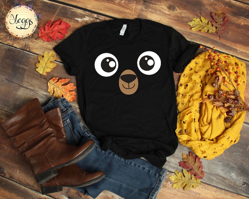 Cute Bear Face Shirt - Bear Costume - Halloween Costume - Grizzly Bear - Black Bear - Polar Bear - Mama Bear - Papa Bear - Bear Shirt Black Bear
