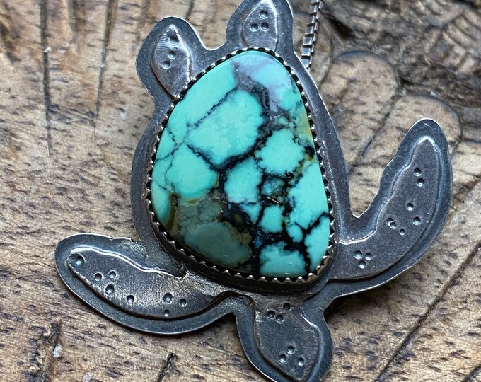 Featured listing image: Black Bridge Variscite sea turtle pendant