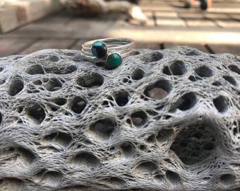 hammered turquoise stacker set